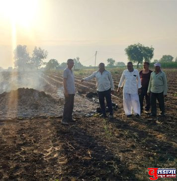 तळणी येथे वीज पडल्याने शेतकऱ्याचा 3 एकरातील हरबरा जळून खाक
